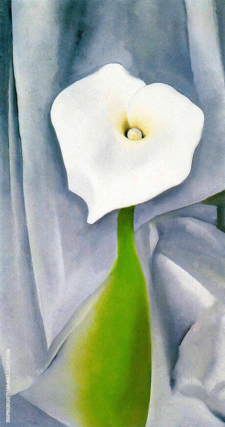 Cala Lily on Grey by Georgia O'Keeffe | Oil Painting Reproduction