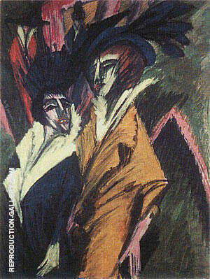 Two Women in the Street 1914 by Ernst Kirchner | Oil Painting Reproduction