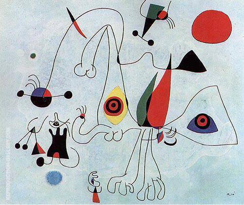 Women and Birds at Sunrise 1946 by Joan Miro | Oil Painting Reproduction