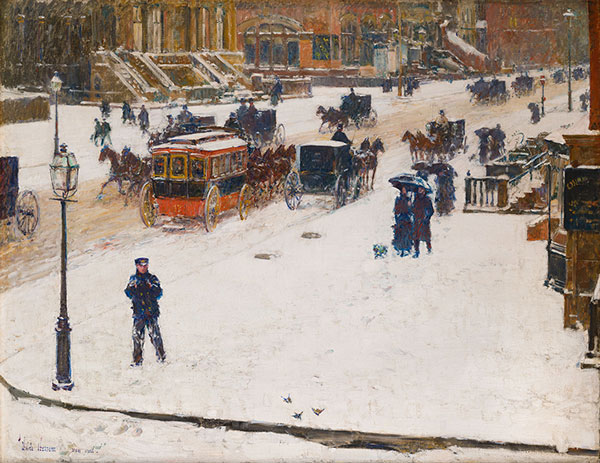 Fifth Avenue in Winter 1890 by Childe Hassam | Oil Painting Reproduction