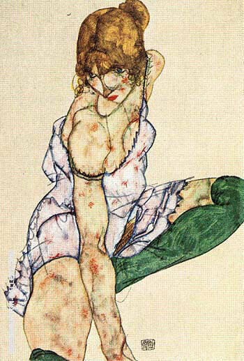 Blonde Girl in Green Stockings, 1914 | Oil Painting Reproduction