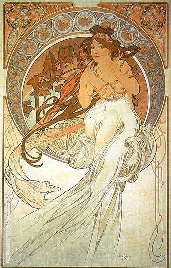 Music 1898 by Alphonse Mucha | Oil Painting Reproduction