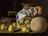 Still Life with Melon and Pears 1770 By Luis Melendez