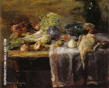 Still Life with Duck 1880 by James Ensor | Oil Painting Reproduction