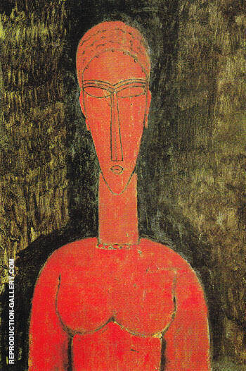 The Red Bust 1913 by Amedeo Modigliani | Oil Painting Reproduction