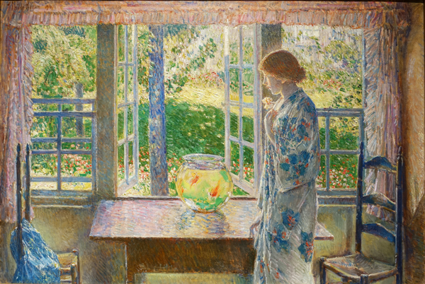 The Goldfish Window by Childe Hassam | Oil Painting Reproduction