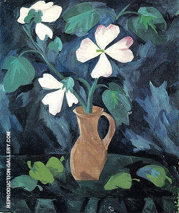 Hollyhocks 1909 by Natalia Goncharova | Oil Painting Reproduction