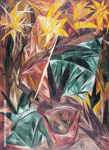Rayonist Lilies 1913 by Natalia Goncharova | Oil Painting Reproduction
