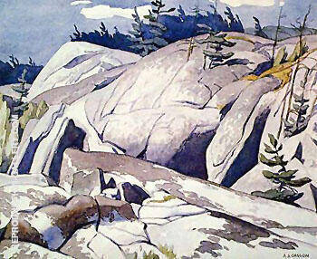Rock Study by A J Casson | Oil Painting Reproduction