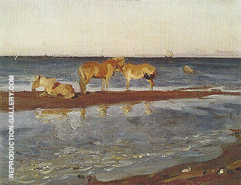 Horses on a Shore 1905 by Valentin Serov | Oil Painting Reproduction