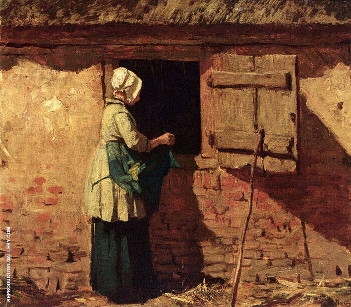 A Peasant Woman by a Barn by Anton Mauve | Oil Painting Reproduction