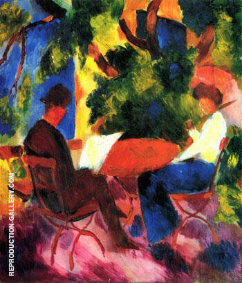 Couple at Garden Table by August Macke | Oil Painting Reproduction