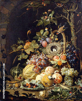 Still Life in a Bird's Nest by Abraham Mignon | Oil Painting Reproduction