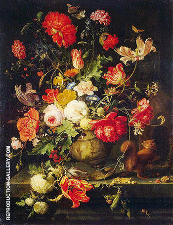 Vase of Flowers c 1660 by Abraham Mignon | Oil Painting Reproduction