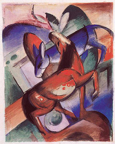 Horse Donkey 1912 by Franz Marc | Oil Painting Reproduction