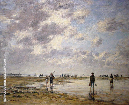 Figures on the Beach 1886 by Eugene Boudin | Oil Painting Reproduction