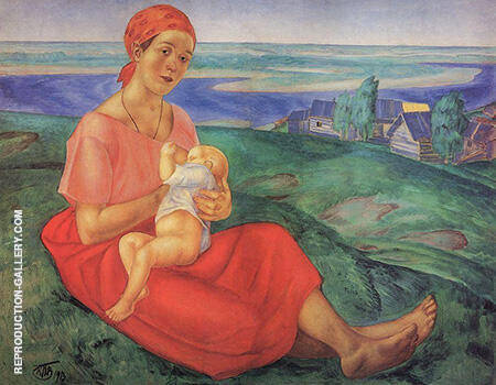 A Mother 1913 by Kuzma Petrov-Vodkin | Oil Painting Reproduction