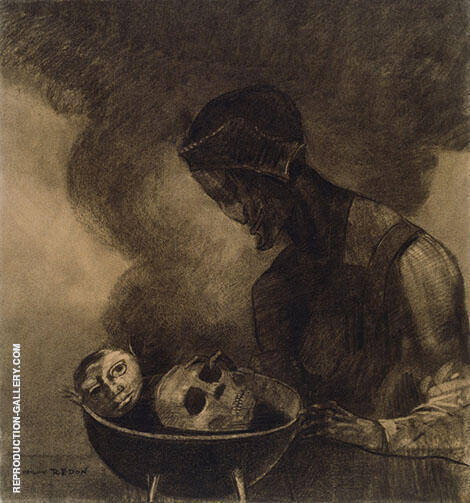 Cauldron of The Sorceress 1879 by Odilon Redon | Oil Painting Reproduction