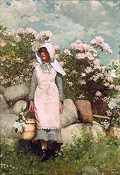 Girl and Laurel 1879 By Winslow Homer