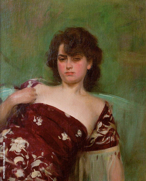 Julia en Granate 1906 by Ramon Casas | Oil Painting Reproduction