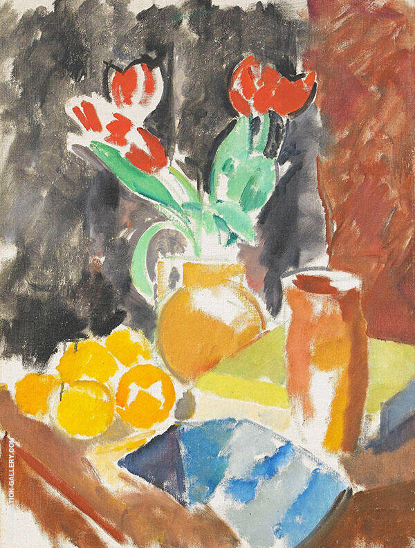Nature Morte with Tulips and Oranges | Oil Painting Reproduction