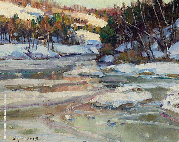 Snow on The Stream by George Gardner Symons | Oil Painting Reproduction