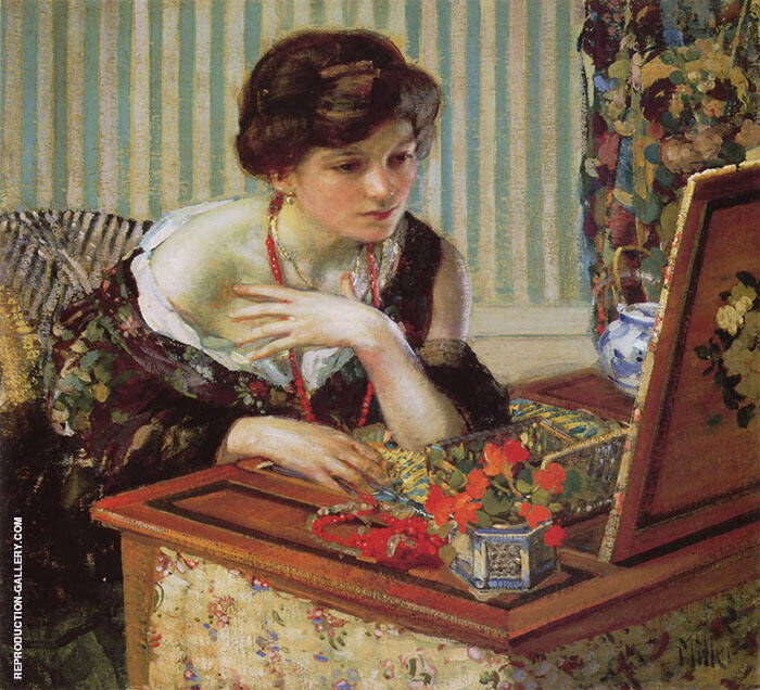 The Scarlet Necklace by Richard Emil Miller | Oil Painting Reproduction