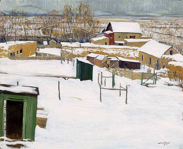 Taos in The Snow by Walter Ufer | Oil Painting Reproduction
