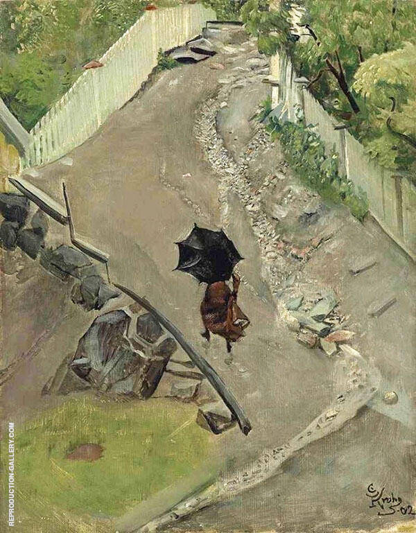 The Umbrella by Christian Krohg | Oil Painting Reproduction