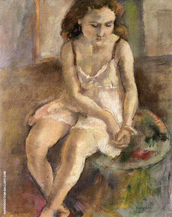 Pensive Girl by Jules Pascin | Oil Painting Reproduction