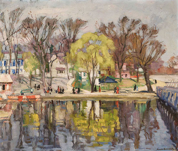 Figures Along a River by Arnold Lakhovsky | Oil Painting Reproduction