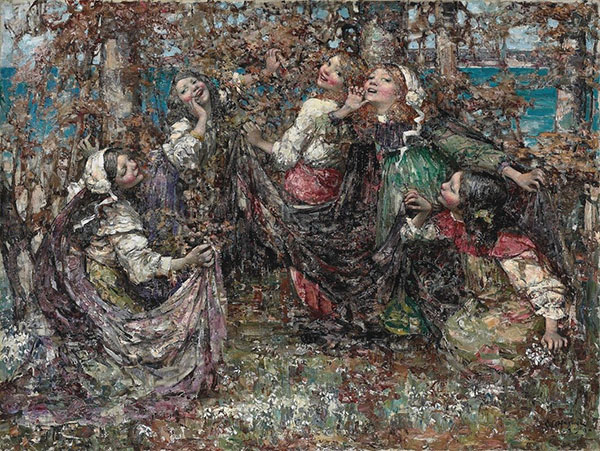 Ring a Ring a Roses by Edward Atkinson Hornel | Oil Painting Reproduction