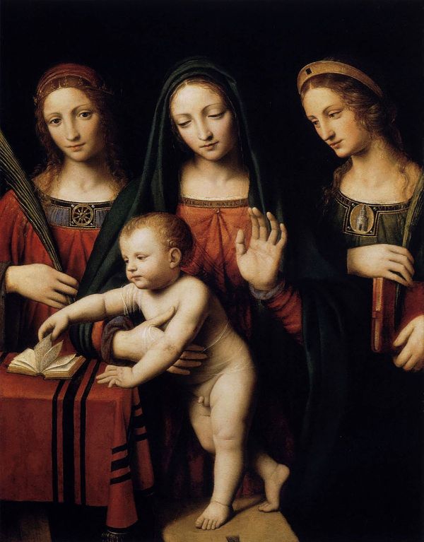 Madonna and Child with Sts Catherine and Barbara | Oil Painting Reproduction