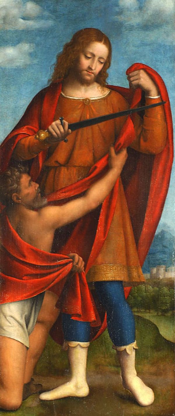 Saint Martin sharing his Cloak with a Beggar | Oil Painting Reproduction