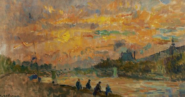 The Bridge of Saint Peres at Paris the Sunset | Oil Painting Reproduction