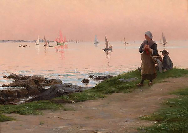 Back from Fishing Sunset Light | Oil Painting Reproduction