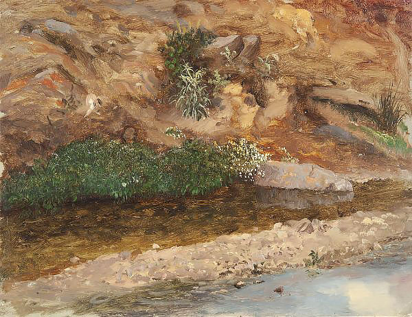 Bank of a Stream by Frederic Edwin Church | Oil Painting Reproduction