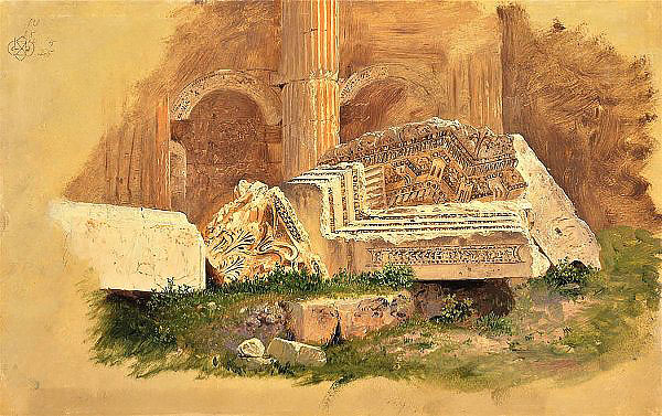 Interior of the Temple of Bacchus Baalbek Syria | Oil Painting Reproduction