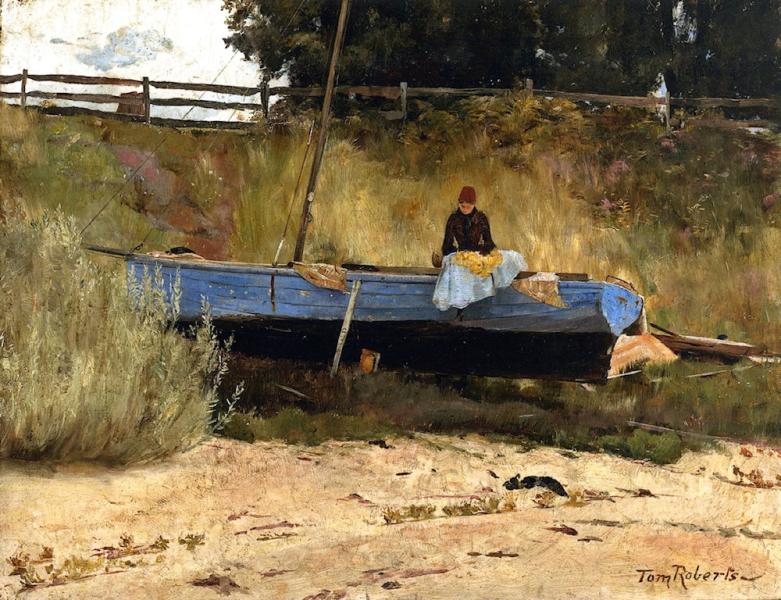 Boat On A Beach Queens cliff by Tom Roberts | Oil Painting Reproduction