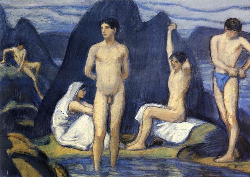 Bathing Boys c1925 by Ludwig von Hofmann | Oil Painting Reproduction