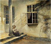 A Girl Sitting on a Porch Liselund By Peter Ilsted