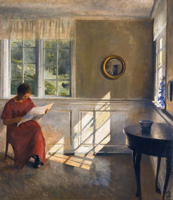 A Sunlit Interior 1909 by Peter Ilsted | Oil Painting Reproduction
