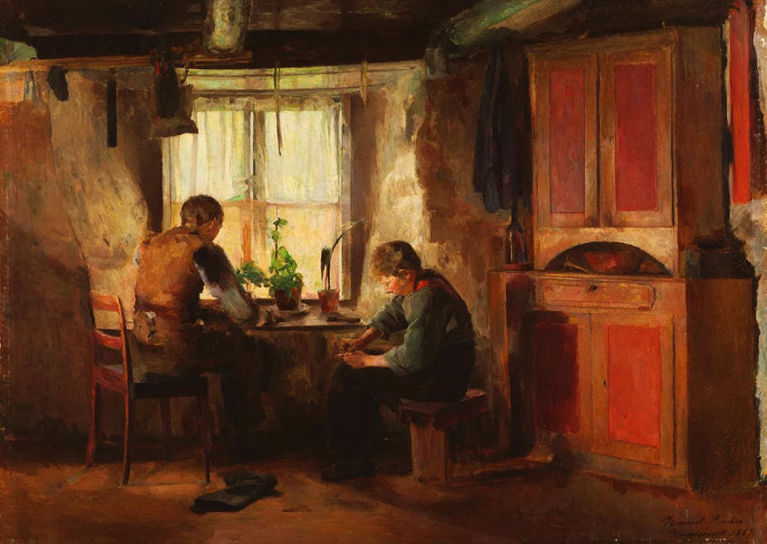 A Country Cobbler 1887 by Harriet Backer | Oil Painting Reproduction