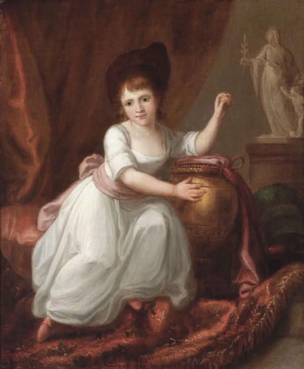 Girl In A White Dress by Angelica Kauffman | Oil Painting Reproduction