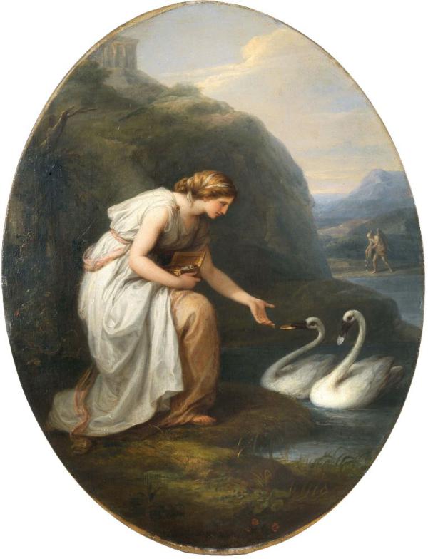 Immortalia Receiving Nameplates From Two Swans | Oil Painting Reproduction