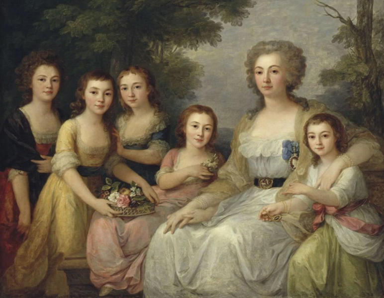 Portrait Of Countess A.S. Protasova With Her Nieces | Oil Painting Reproduction