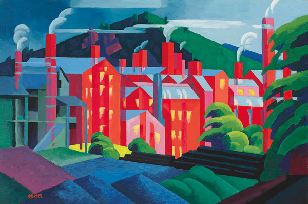 Jersey Silkmills by Oscar Bluemner | Oil Painting Reproduction