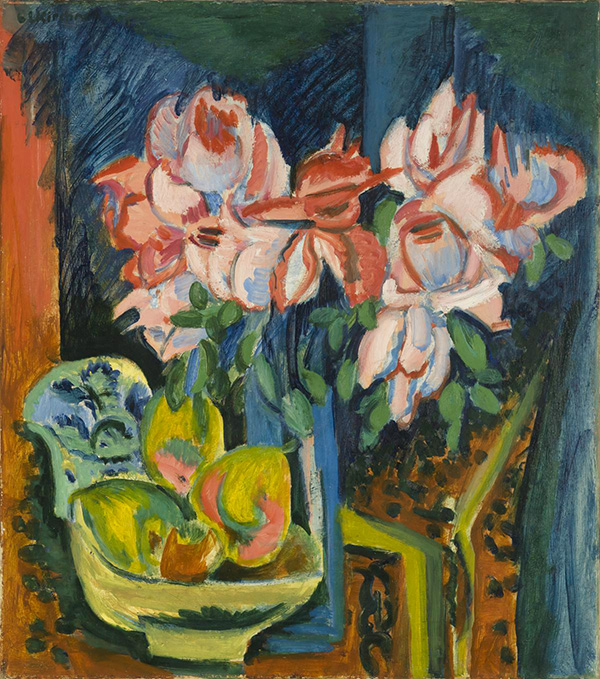 Pink Roses 1918 by Ernst Kirchner | Oil Painting Reproduction