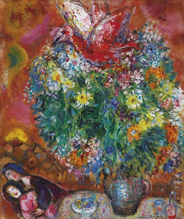 Flowers and Lovers 1960 by Marc Chagall | Oil Painting Reproduction