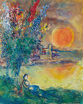 Red Moon at Cap Antibes 1969 By Marc Chagall